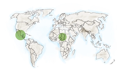 Mapa dónde crece la espirulina